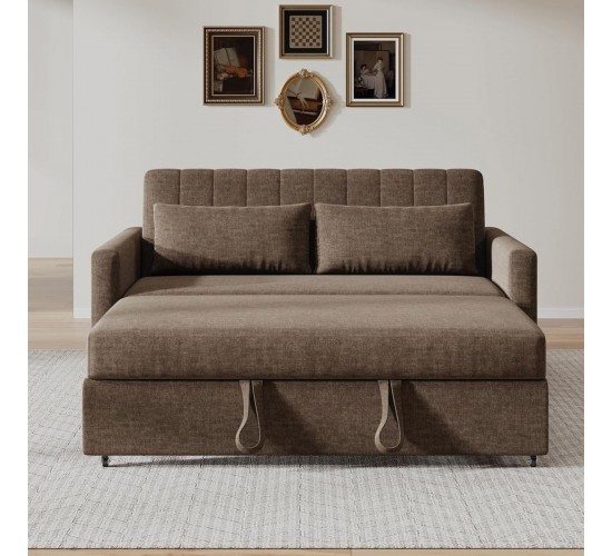 TEMPO-W Καναπές - Κρεβάτι, Με ανάκλιση πλάτης, Ύφασμα Καφέ  140x82x82 Κρεβάτι:120x175x41cm [-Καφέ-] [-Ύφασμα-] Ε998,3W