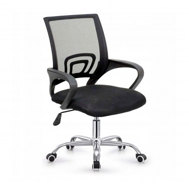 BF2101-W Πολυθρόνα Γραφείου χωρίς Ανάκλιση, Μέταλλο Χρώμιο Mesh Μαύρο  58x55x83/93cm [-Μαύρο-] [-Ύφασμα Mesh-] ΕΟ254,4WC1