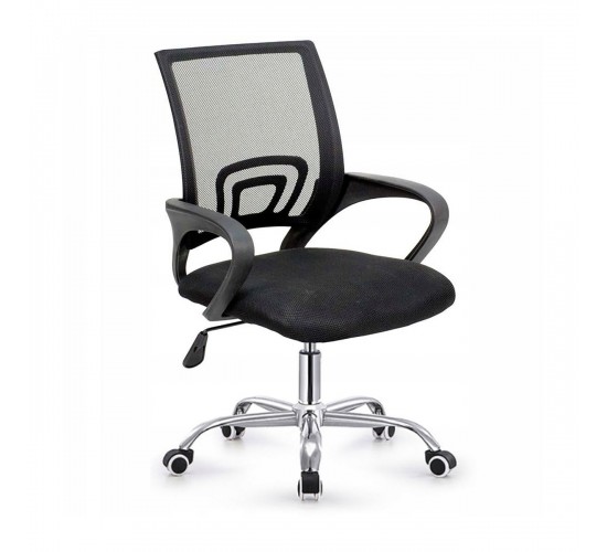 BF2101-W Πολυθρόνα Γραφείου χωρίς Ανάκλιση, Μέταλλο Χρώμιο Mesh Μαύρο  52x52x83/93cm [-Μαύρο-] [-Ύφασμα Mesh-] ΕΟ254,4WC1