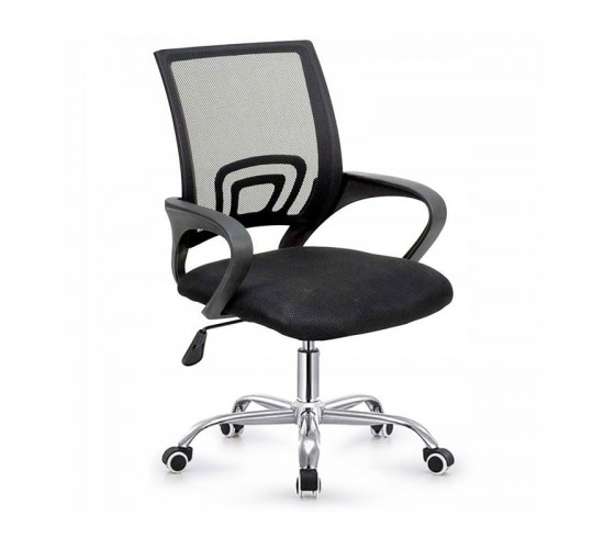 BF2101-W Πολυθρόνα Γραφείου χωρίς Ανάκλιση, Μέταλλο Χρώμιο Mesh Μαύρο  52x52x83/93cm [-Μαύρο-] [-Ύφασμα Mesh-] ΕΟ254,4WC1