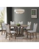 GORDON Set Τραπεζαρία Ξύλινη Σαλονιού: Τραπέζι 6 Καρέκλες, Antique Grey Walnut, Ύφ.Γκρι  Table Φ150x74 -Chair 54x66x100 [-Γκρι-, -Καρυδί-] [-Ξύλο-, -Ύφασμα-] Ε7707,S