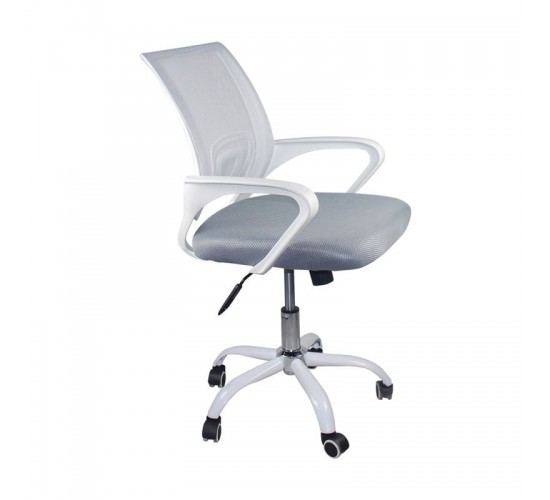 BF2101-SW *Διαλογής* Πολυθρόνα Γραφείου με Ανάκλιση Άσπρο - Mesh Γκρι  57x53x90/100cm [-Άσπρο-, -Γκρι-] [-Ύφασμα Mesh-] ΕΟ254,1SWU