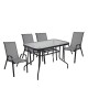 RIO Set Τραπεζαρία Κήπου Μέταλλο Βαφή Μαύρο, Textilene Γκρι: Τραπέζι   4 Πολυθρόνες  Table:110x60 Armch:55x74x91cm [-Γκρι-, -Μαύρο-] [-Textilene-, -Μέταλλο-] Ε270,4S