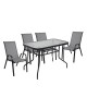 RIO Set Τραπεζαρία Κήπου Μέταλλο Βαφή Μαύρο, Textilene Γκρι: Τραπέζι   4 Πολυθρόνες  Table:110x60 Armch:55x74x91cm [-Γκρι-, -Μαύρο-] [-Textilene-, -Μέταλλο-] Ε270,4S