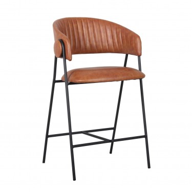 ALFRED Σκαμπό BAR Μέταλλο Βαφή Μαύρο, PU Camel  60x56x66/96cm [-Καφέ-, -Μαύρο-] [-PU - PVC-, -Μέταλλο-] ΕΜ7101,1