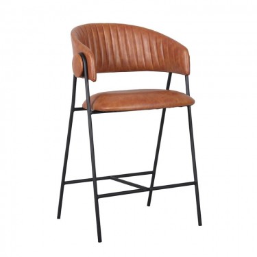 ALFRED Σκαμπό BAR Μέταλλο Βαφή Μαύρο, PU Camel  60x56x66/96cm [-Καφέ-, -Μαύρο-] [-PU - PVC-, -Μέταλλο-] ΕΜ7101,1