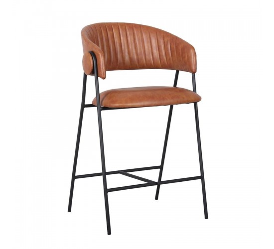 ALFRED Σκαμπό BAR Μέταλλο Βαφή Μαύρο, PU Camel  58x53x66/96cm [-Καφέ-, -Μαύρο-] [-PU - PVC-, -Μέταλλο-] ΕΜ7101,1