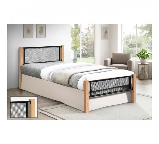 ΝΕΤ Κρεβάτι Μονό για Στρώμα 90x190cm, Μέταλλο Βαφή Μαύρο, Ξύλο Φυσικό  95x200x81cm(Στρώμα 90x190)cm [-Μαύρο-, -Φυσικό-] [-Μέταλλο-, -Ξύλο-] Ε8048,1