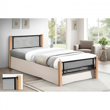 ΝΕΤ Κρεβάτι Μονό για Στρώμα 90x190cm, Μέταλλο Βαφή Μαύρο, Ξύλο Φυσικό  95x200x81cm(Στρώμα 90x190)cm [-Μαύρο-, -Φυσικό-] [-Μέταλλο-, -Ξύλο-] Ε8048,1