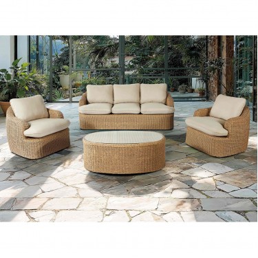 CHICAGO Set Σαλόνι Κήπου: 3θέσ  2 Πολυθρόνες 1 Τραπεζάκι ALU -Wicker Φυσικό, Μαξιλάρια Μπεζ  204x94x76-89x93x76-115x51x44cm [-Μπεζ-Tortora-Sand-Cappuccino-] [-Wicker-, -Αλουμίνιο-] Ε6876