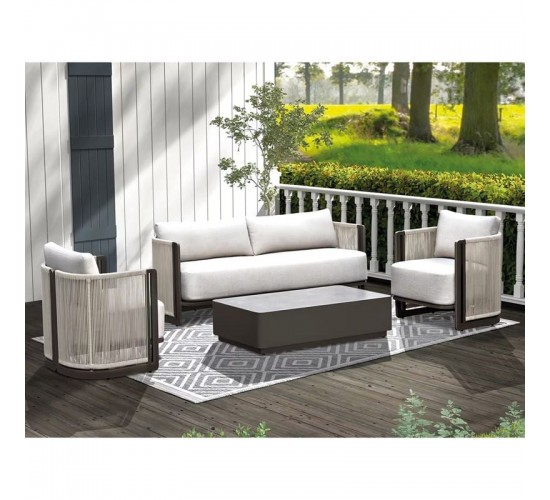 BOSTON Living Set Σαλόνι Καθιστικό Κήπου - Βεράντας Alu Ανθρακί - Μπεζ  204x73x66-72x73x66-130x70x30cm [-Ανθρακί-, -Μπεζ-Tortora-Sand-Cappuccino-] [-Wicker-, -Αλουμίνιο-] Ε6752,1