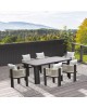BOSTON Dining Set Τραπεζαρία Κήπου Βεράντας: Τραπέζι   6 Πολυθρόνες Alu Ανθρακί - Μπεζ  Table200x106x75-Chair:54x56x66 [-Ανθρακί-, -Μπεζ-Tortora-Sand-Cappuccino-] [-Wicker-, -Αλουμίνιο-] Ε6753,1