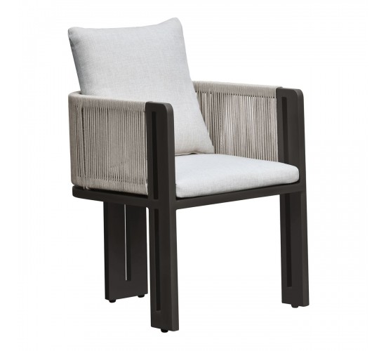 BOSTON Dining Set Τραπεζαρία Κήπου Βεράντας: Τραπέζι   6 Πολυθρόνες Alu Ανθρακί - Μπεζ  Table200x106x75-Chair:54x56x66 [-Ανθρακί-, -Μπεζ-Tortora-Sand-Cappuccino-] [-Wicker-, -Αλουμίνιο-] Ε6753,1