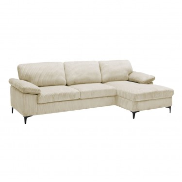CYRIL Καναπές Αριστερή Γωνία, Ύφασμα Κοτλέ Μπεζ  267x132x84cm [-Μπεζ-Tortora-Sand-Cappuccino-] [-Ύφασμα-] Ε9583,2