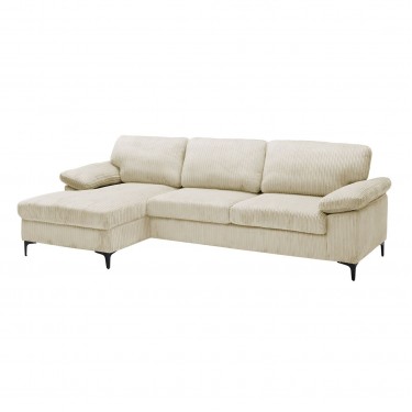 CYRIL Καναπές Δεξιά Γωνία, Ύφασμα Κοτλέ Μπεζ  267x132x84cm [-Μπεζ-Tortora-Sand-Cappuccino-] [-Ύφασμα-] Ε9583,20
