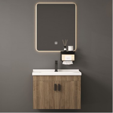 IDEA-3 Set Έπιπλο Μπάνιου Φυσικό, Καθρέπτης LED   Πάγκος με Νιπτήρα και Μπαταρία  60x47x45cm / Mirror 50x60x2cm [-Φυσικό-] [-MDF - Κόντρα Πλακέ - Καπλαμάς - Νοβοπάν-] ΕΝ103,1