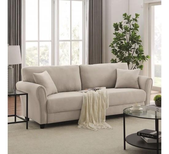 BRITAIN Καναπές 3-θέσιος Σαλονιού - Καθιστικού, Ύφασμα Μπεζ  212x78x87cm [-Μπεζ-Tortora-Sand-Cappuccino-] [-Ύφασμα-] Ε9508,1