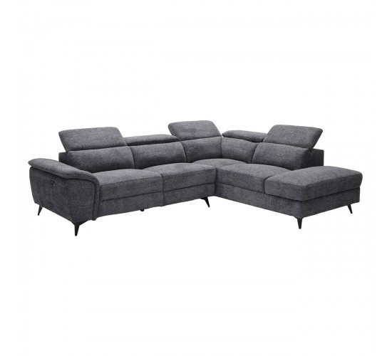 ROMEO Καναπές-Relax, Αριστερή Γωνία,Ύφασμα Γκρι, Αποθ.χώρος, Μία θέση με ηλεκτρική ανάκληση  284x224x76cm [-Γκρι-] [-Ύφασμα-] Ε9584,1