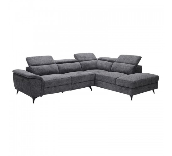 ROMEO Καναπές-Relax, Αριστερή Γωνία,Ύφασμα Γκρι, Αποθ.χώρος, Μία θέση με ηλεκτρική ανάκληση  284x224x76cm [-Γκρι-] [-Ύφασμα-] Ε9584,1