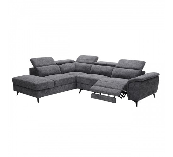 ROMEO Καναπές-Relax, Δεξιά Γωνία,Ύφασμα Γκρι, Αποθ.χώρος, Μία θέση με ηλεκτρική ανάκληση  284x224x76cm [-Γκρι-] [-Ύφασμα-] Ε9584,10