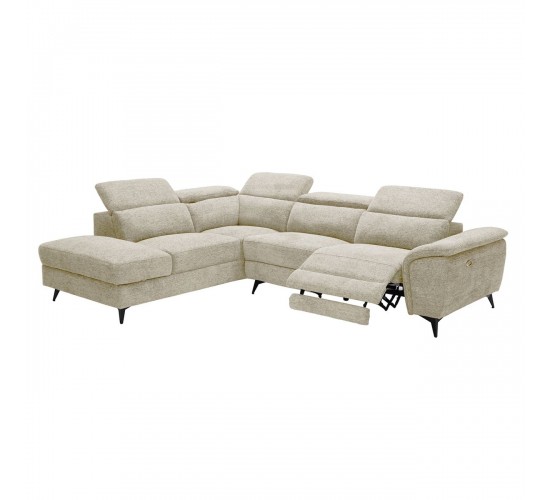 ROMEO Καναπές-Relax, Δεξιά Γωνία,Ύφασμα Μπεζ, Αποθ.χώρος, Μία θέση με ηλεκτρική ανάκληση  284x224x76cm [-Μπεζ-Tortora-Sand-Cappuccino-] [-Ύφασμα-] Ε9584,20