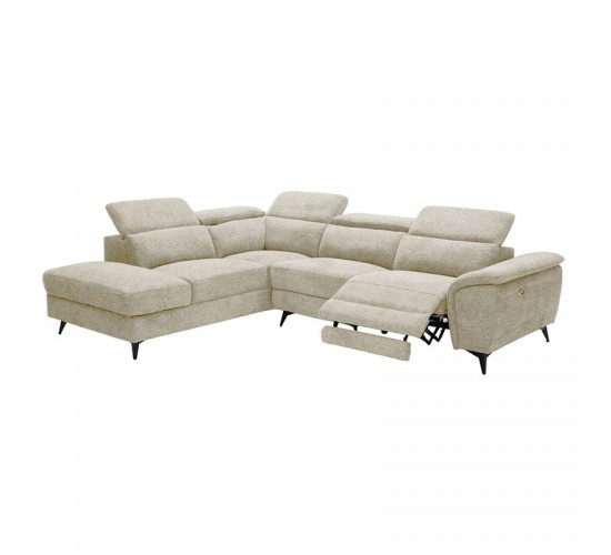 ROMEO Καναπές-Relax, Δεξιά Γωνία,Ύφασμα Μπεζ, Αποθ.χώρος, Μία θέση με ηλεκτρική ανάκληση  284x224x76cm [-Μπεζ-Tortora-Sand-Cappuccino-] [-Ύφασμα-] Ε9584,20