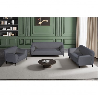 VICTORIA Set Σαλόνι-Καθιστικό Πολυθρόνα-2Θέσιος-3Θέσιος, Ύφασμα Σκούρο Γκρι  99x82/150x82/198x82 x H79cm [-Ανθρακί-] [-Ύφασμα-] Ε9404,S1