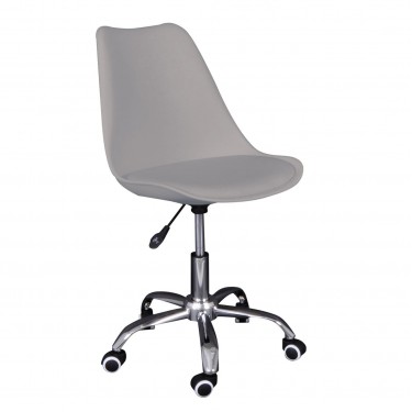 MARTIN-W Καρέκλα Γραφείου, Βάση Χρώμιο, PP & Pu Γκρι, Μονταρισμένη Ταπετσαρία  52x52x80/93cm [-Γκρι-] [-PP - PC - ABS-, -PU - PVC-] ΕΟ201,4WL