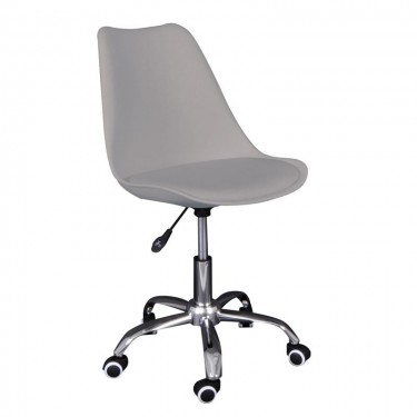 MARTIN-W Καρέκλα Γραφείου, Βάση Χρώμιο, PP & Pu Γκρι, Μονταρισμένη Ταπετσαρία  52x52x80/93cm [-Γκρι-] [-PP - PC - ABS-, -PU - PVC-] ΕΟ201,4WL