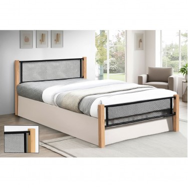 ΝΕΤ Κρεβάτι Διπλό για Στρώμα 150x200cm, Μέταλλο Βαφή Μαύρο, Ξύλο Φυσικό  155x210x81cm(Στρώμα 150x200)cm [-Μαύρο-, -Φυσικό-] [-Μέταλλο-, -Ξύλο-] Ε8041,1