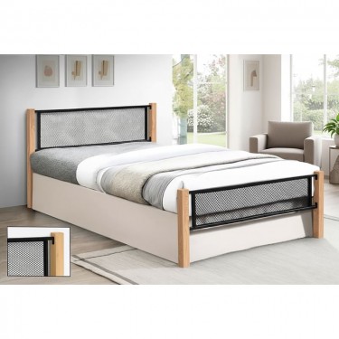 ΝΕΤ Κρεβάτι Διπλό για Στρώμα 150x200cm, Μέταλλο Βαφή Μαύρο, Ξύλο Φυσικό  155x210x81cm(Στρώμα 150x200)cm [-Μαύρο-, -Φυσικό-] [-Μέταλλο-, -Ξύλο-] Ε8041,1