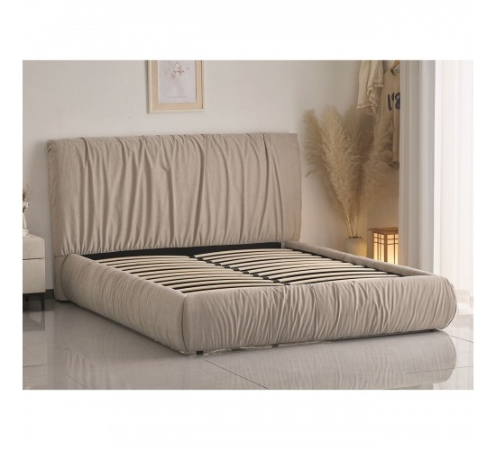 TOKYO Κρεβάτι Διπλό, για Στρώμα 160x200cm, Ύφασμα Μπεζ  192x228x113cm [-Μπεζ-Tortora-Sand-Cappuccino-] [-Ύφασμα-] Ε8056,1