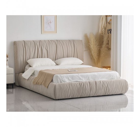 TOKYO Κρεβάτι Διπλό, για Στρώμα 160x200cm, Ύφασμα Μπεζ  192x228x113cm [-Μπεζ-Tortora-Sand-Cappuccino-] [-Ύφασμα-] Ε8056,1
