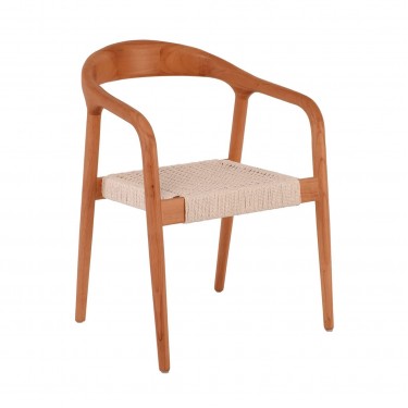 LEXY Πολυθρόνα Τραπεζαρίας Καρυδί, Κάθισμα Paper Rope  56x56x78cm [-Καρυδί-] [-Ξύλο-] Ε7029,1