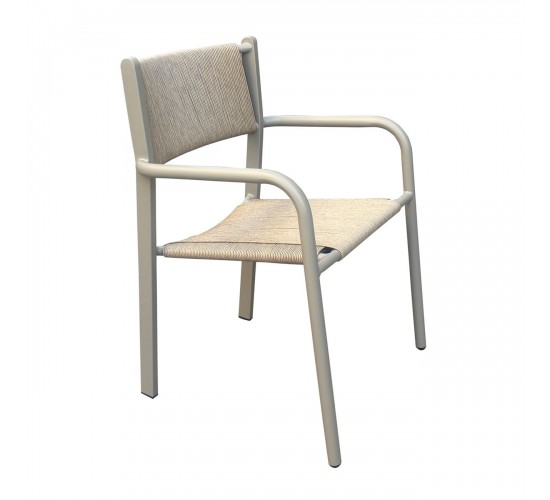 DENVER Πολυθρόνα Dining Στοιβαζόμενη, Αλουμίνιο - Rope Wicker Μπεζ  56x58x82cm [-Μπεζ-Tortora-Sand-Cappuccino-] [-Wicker-, -Αλουμίνιο-] Ε6762,1