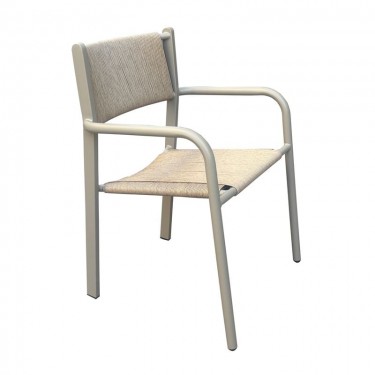 DENVER Πολυθρόνα Dining Στοιβαζόμενη, Αλουμίνιο - Rope Wicker Μπεζ  56x58x82cm [-Μπεζ-Tortora-Sand-Cappuccino-] [-Wicker-, -Αλουμίνιο-] Ε6762,1
