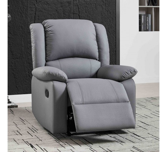 EVA Πολυθρόνα Relax Σαλονιού - Καθιστικού, PU Σκούρο Γκρι  84x91x102cm [-Γκρι-] [-PU - PVC-] Ε9734,1