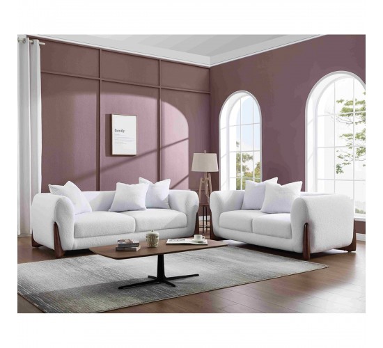 KANSAS Set Σαλόνι - Καθιστικό, 2Θέσιος-3Θέσιος, Teddy Ύφασμα Άσπρο  174x99 / 211x99 x H90cm [-Άσπρο-] [-Ύφασμα-] Ε9447,S1