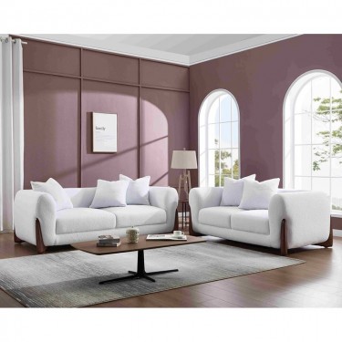 KANSAS Set Σαλόνι - Καθιστικό, 2Θέσιος-3Θέσιος, Teddy Ύφασμα Άσπρο  174x99 / 211x99 x H90cm [-Άσπρο-] [-Ύφασμα-] Ε9447,S1