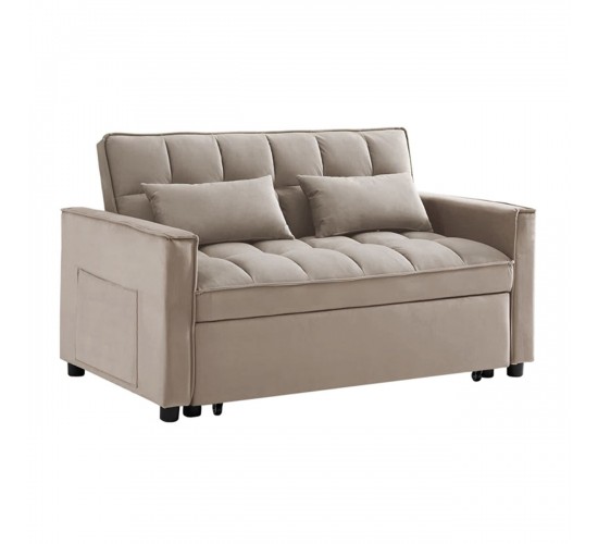 TEMPO Καναπές - Κρεβάτι, Με ανάκλιση πλάτης, Ύφασμα Velure Μπεζ  140x95x80 - Κρεβάτι:120x178 cm [-Μπεζ-Tortora-Sand-Cappuccino-] [-Ύφασμα-] Ε998,5