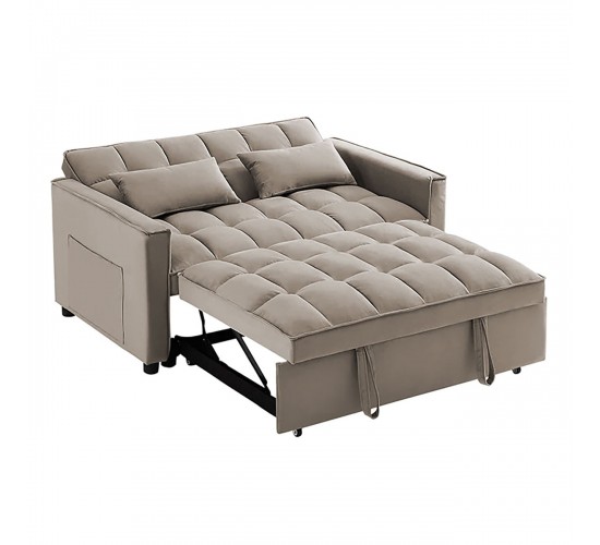 TEMPO Καναπές - Κρεβάτι, Με ανάκλιση πλάτης, Ύφασμα Velure Μπεζ  140x95x80 - Κρεβάτι:120x178 cm [-Μπεζ-Tortora-Sand-Cappuccino-] [-Ύφασμα-] Ε998,5