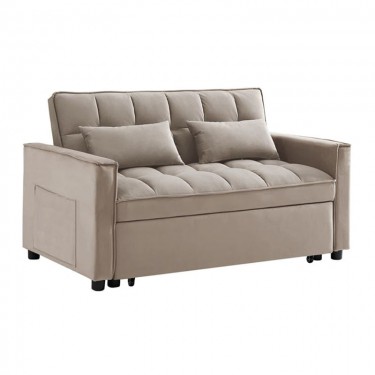 TEMPO Καναπές - Κρεβάτι, Με ανάκλιση πλάτης, Ύφασμα Velure Μπεζ  140x95x80 - Κρεβάτι:120x178 cm [-Μπεζ-Tortora-Sand-Cappuccino-] [-Ύφασμα-] Ε998,5