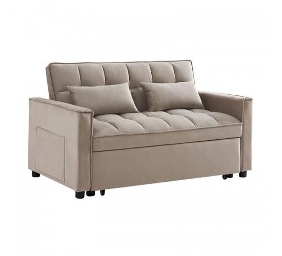 TEMPO Καναπές - Κρεβάτι, Με ανάκλιση πλάτης, Ύφασμα Velure Μπεζ  140x95x80 - Κρεβάτι:120x178 cm [-Μπεζ-Tortora-Sand-Cappuccino-] [-Ύφασμα-] Ε998,5