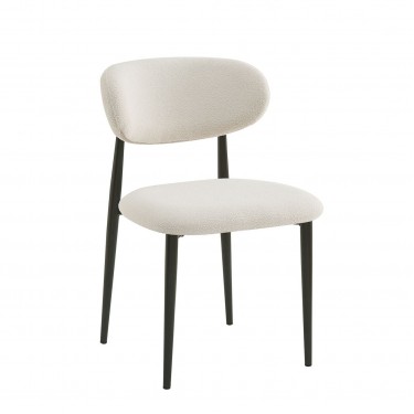 POINT Καρέκλα Τραπεζαρίας Μέταλλο Βαφή Μαύρο, Teddy Ύφασμα Άσπρο  49x54x81cm [-Άσπρο-, -Μαύρο-] [-Μέταλλο-, -Ύφασμα-] ΕΜ7917,1