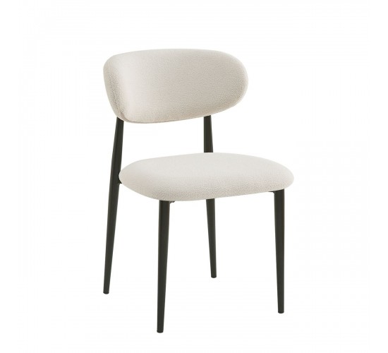 POINT Καρέκλα Τραπεζαρίας Μέταλλο Βαφή Μαύρο, Teddy Ύφασμα Άσπρο  49x54x81cm [-Άσπρο-, -Μαύρο-] [-Μέταλλο-, -Ύφασμα-] ΕΜ7917,1