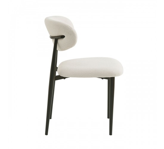 POINT Καρέκλα Τραπεζαρίας Μέταλλο Βαφή Μαύρο, Teddy Ύφασμα Άσπρο  49x54x81cm [-Άσπρο-, -Μαύρο-] [-Μέταλλο-, -Ύφασμα-] ΕΜ7917,1