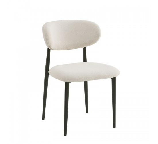 POINT Καρέκλα Τραπεζαρίας Μέταλλο Βαφή Μαύρο, Teddy Ύφασμα Άσπρο  49x54x81cm [-Άσπρο-, -Μαύρο-] [-Μέταλλο-, -Ύφασμα-] ΕΜ7917,1