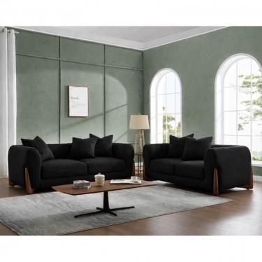 KANSAS Set Σαλόνι - Καθιστικό, 2Θέσιος-3Θέσιος, Teddy Ύφασμα Μαύρο  174x99 / 211x99 x H90cm [-Μαύρο-] [-Ύφασμα-] Ε9447,S2