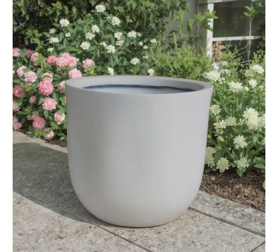 FLOWER POT-18 Απόχρωση Ivory White  Φ37x35cm [-Άσπρο-] [-Artificial Cement (Recyclable)-] Ε6318,Α