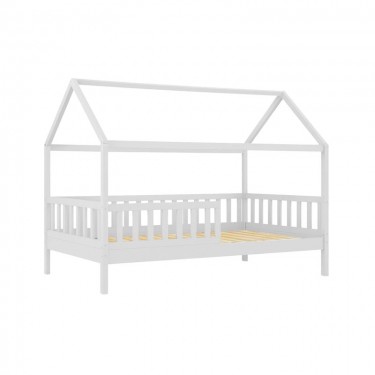 DREAM τ.Montessori Παιδικό Κρεβάτι, για Στρώμα 90x190cm, Ξύλο Πεύκου Απόχρωση Άσπρο  197x97x132cm [-Άσπρο-] [-Ξύλο-] ΕΚ701,1